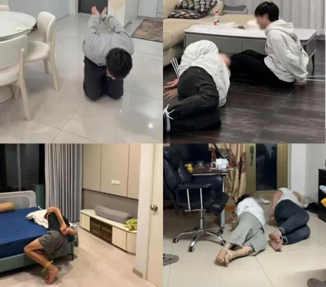 男子玩自捆被困外卖小哥报警