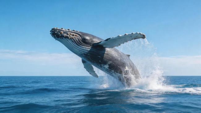 万吨巨兽为何偏爱“跃龙门” 深海巨兽的空中芭蕾