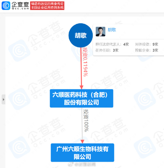 胡歌关联公司被起诉 胡歌持股公司被执行289万