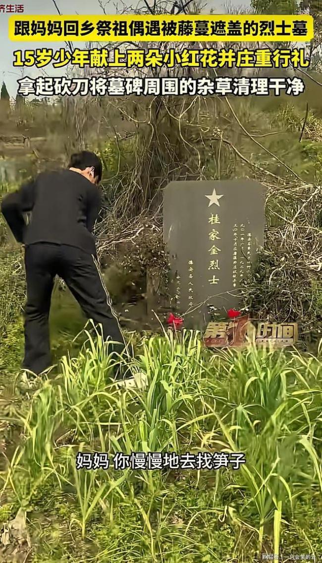 少年偶遇烈士墓主动除草献花你咋看