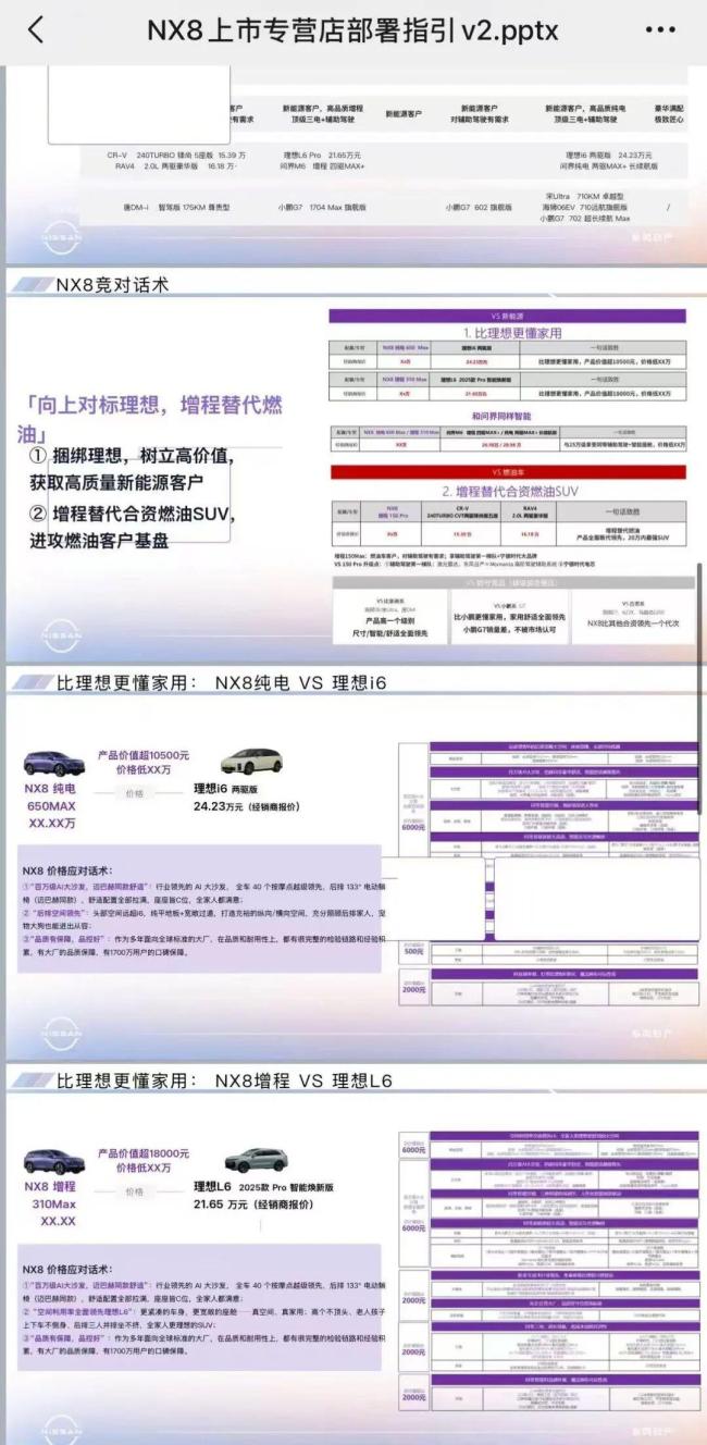 东风日产内部材料对标理想 引发行业竞争热议