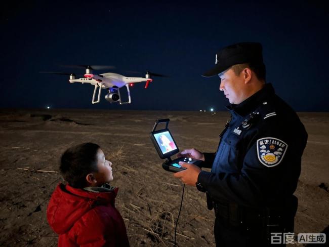 民警使用无人机热成像找小孩 五分半极速救援
