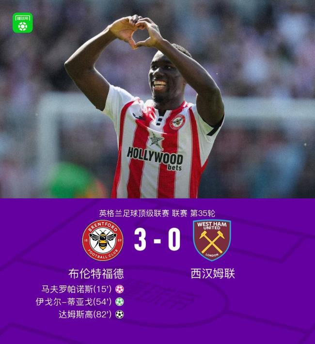 布伦特福德3-0大胜西汉姆联 主场完胜锁定胜局