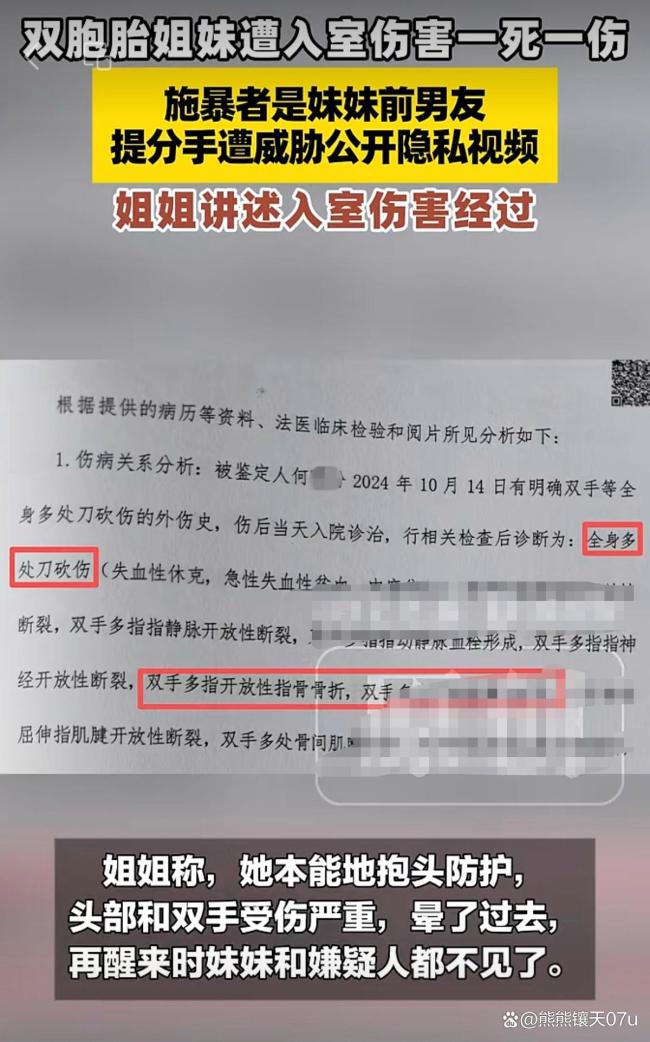 双胞胎姐妹1死1重伤 凶手为妹妹男友 调解成悲剧催化剂