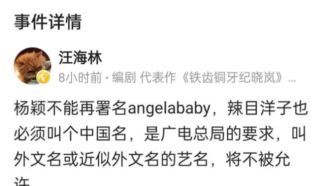 汪海林的发言 反对艺人取洋名