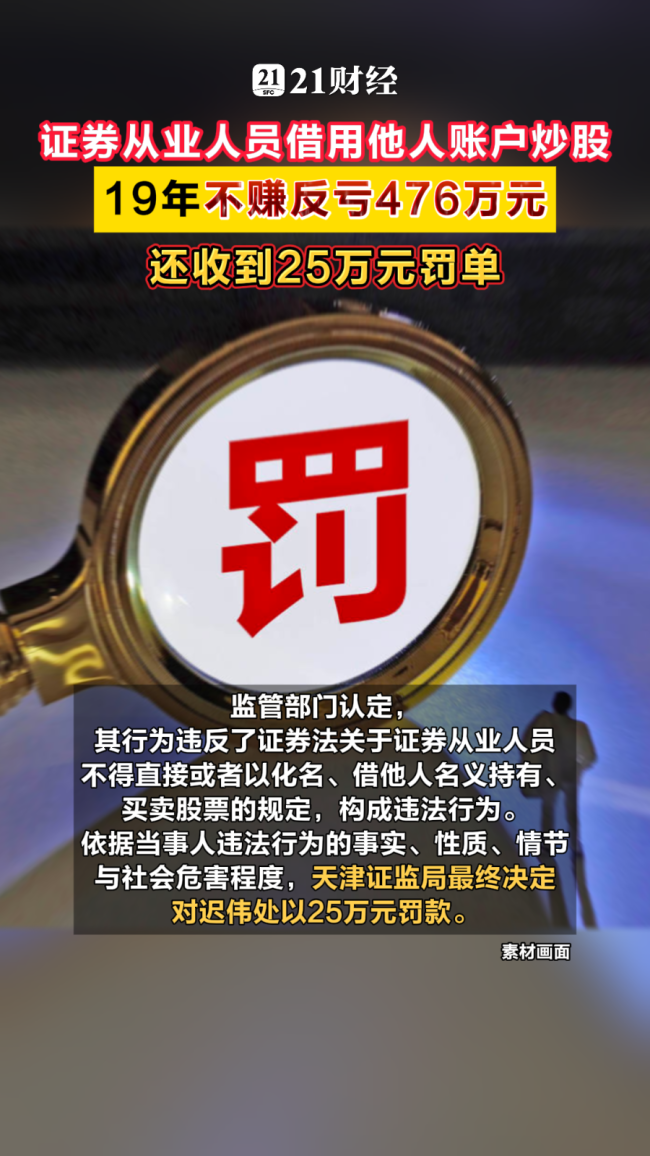 证券人员违规炒股 19年亏476万