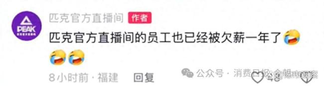 匹克员工相关欠薪留言已被删除