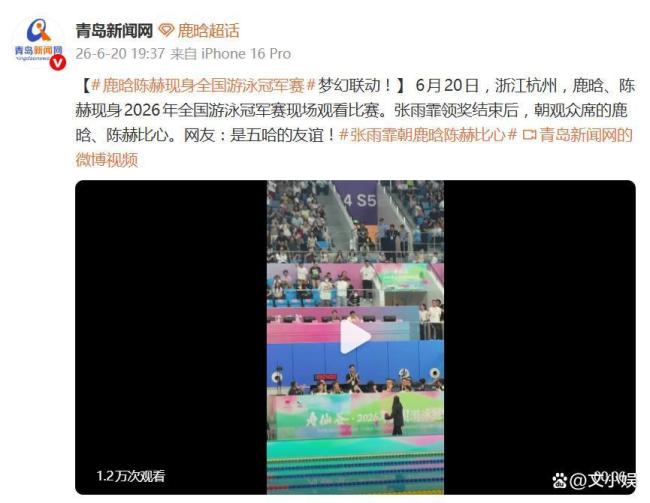 鹿晗陈赫现身赛场看张雨霏比赛 真友情温暖人心