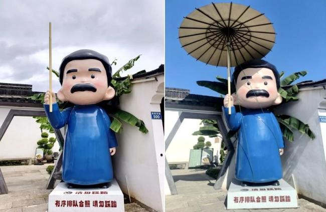 江浙多个大型雕塑遭五花大绑 防台风硬核操作走红网络
