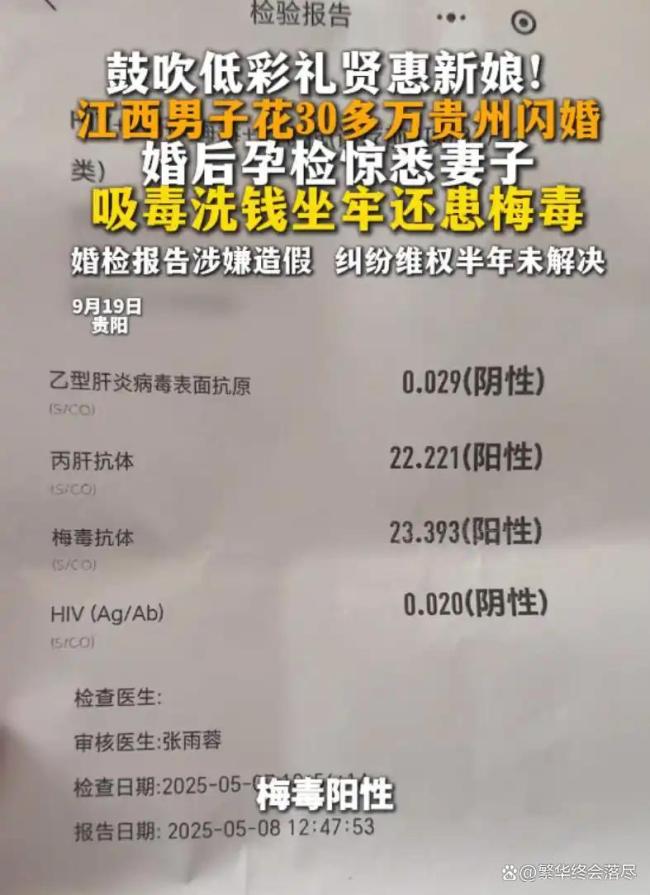 男子闪婚查出妻子多项黑历史 婚检报告造假引发悲剧