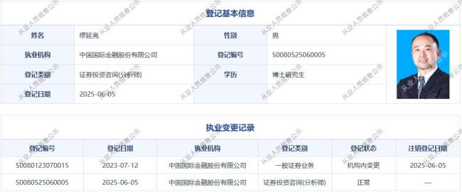 中金公司首席经济学家彭文生到龄退休 缪延亮接任职务