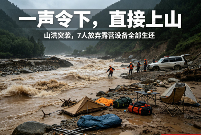 露营遇山洪7人放弃财产全获救