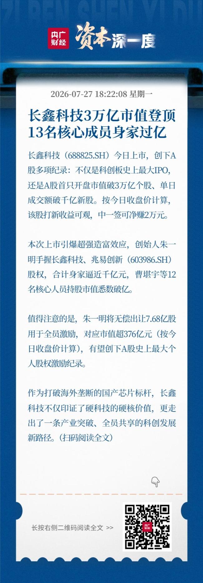 长鑫科技万亿IPO的财富分配