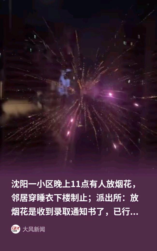 业主庆祝升学23点放烟花被制止