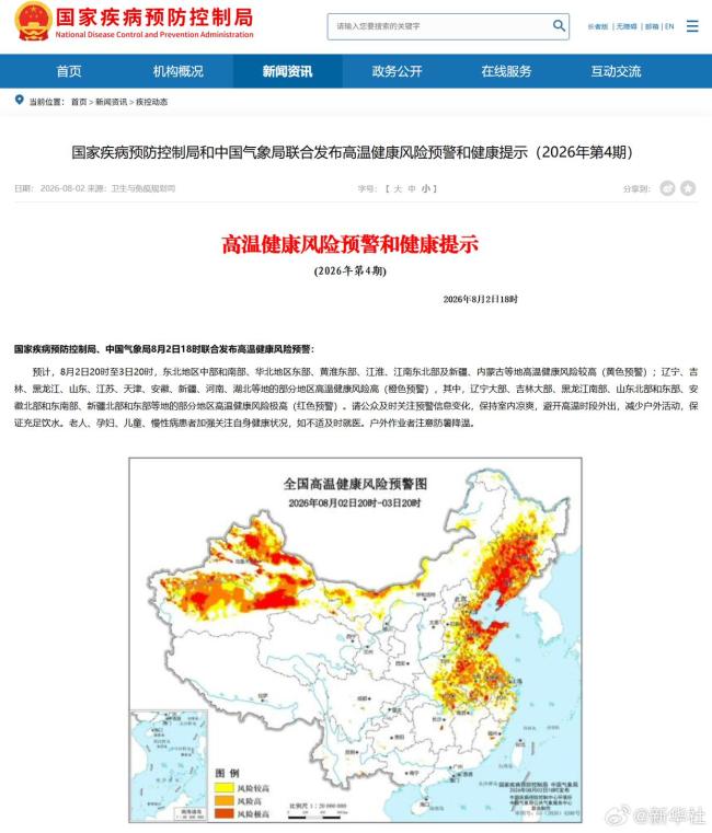 高温健康风险预警来了