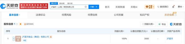 泸溪河设立新公司 注册资本3000万