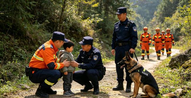 公安空地联动搜救走失男孩 无人机与警犬协同立功