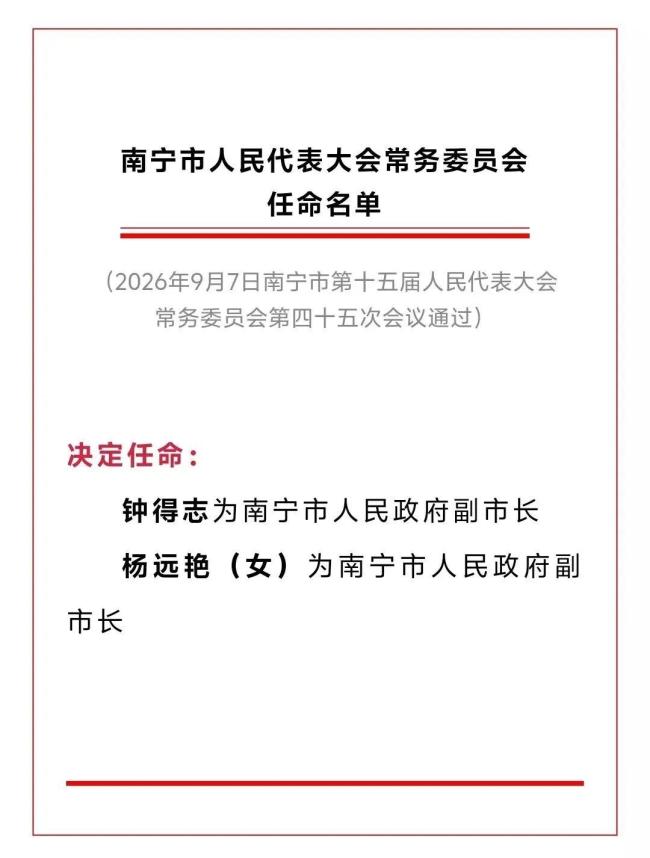 钟得志任南宁市副市长、代理市长