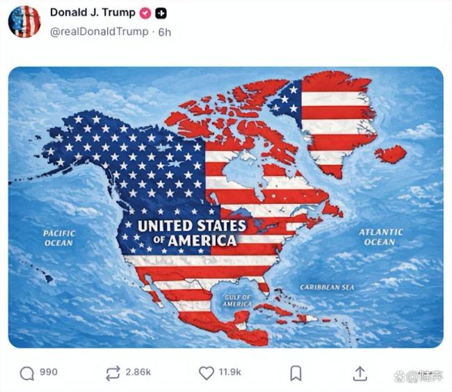 特朗普发了一张震惊世界的地图 引发地缘政治争议