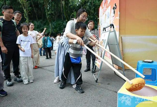 中秋重庆动物园长满外国人 动物享专属“月饼”大餐