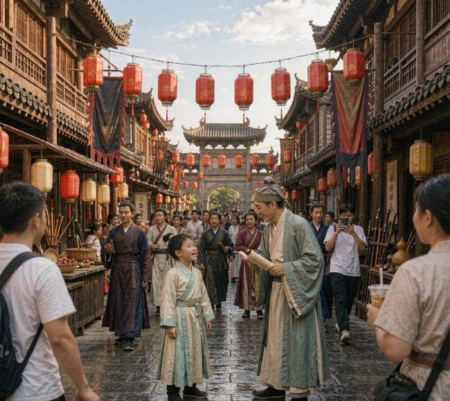 “但丁爷爷”在河南开封万岁山首秀 洋范儿互动引游客追捧