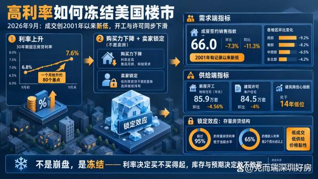 高利率压垮美国楼市：销售暴跌、开工下滑，华尔街却浑然不觉 寒意传导至供给端