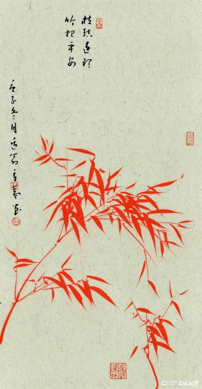 画说平安|著名画家韦辛夷:红竹迎春讨彩头,对联送福祝平安