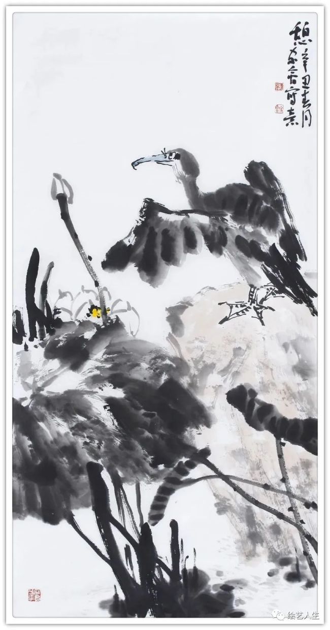 奇石(134x68cm)春色凝露240x170cm白荷花开68x68cm池边小栖68x68cm