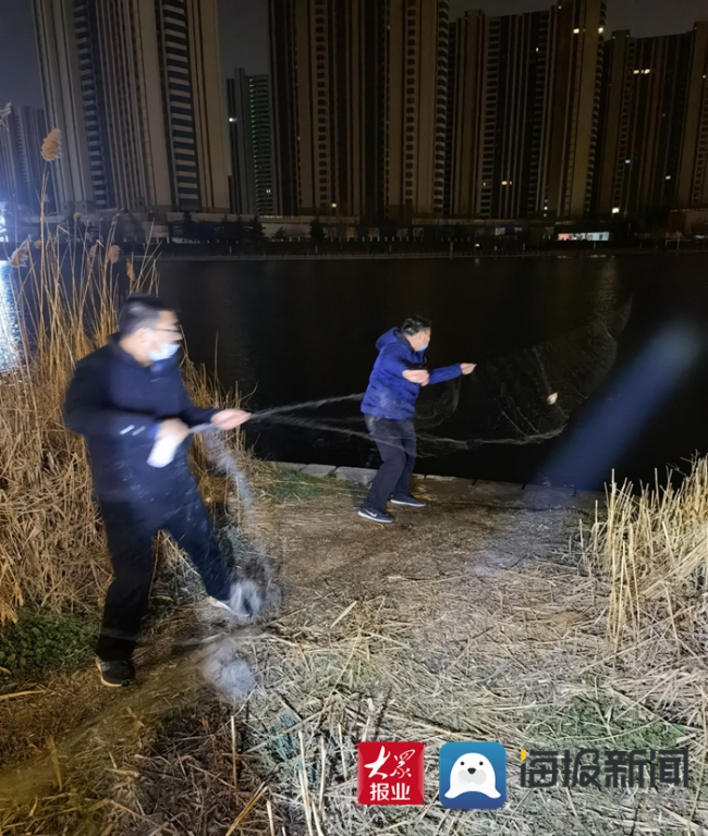 菏泽城区赵王河水域开展非法捕捞执法行动