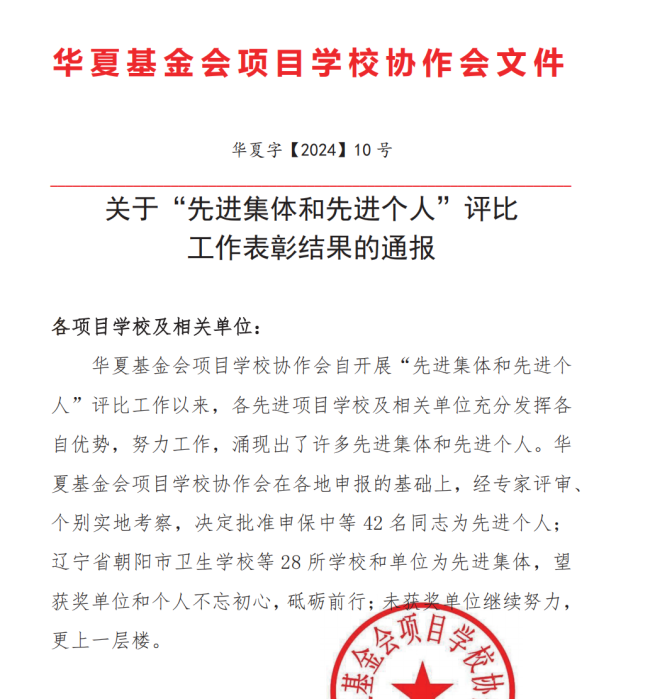 山东力明科技职业学院荣获华夏基金会先进集体称号，董事长王力一荣获先进个人称号