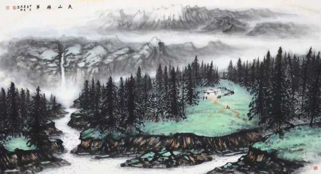 【DeepSeek谈艺】秦建新·山水画 | 笔绘西域风骨,墨染山川雄浑