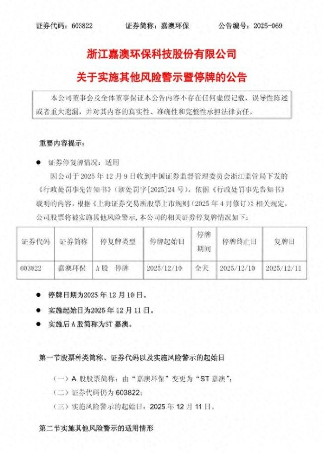 财报造假人为“扭亏为盈”——嘉澳环保两年虚增3200万元利润，领千万级罚单并被停牌“戴帽”