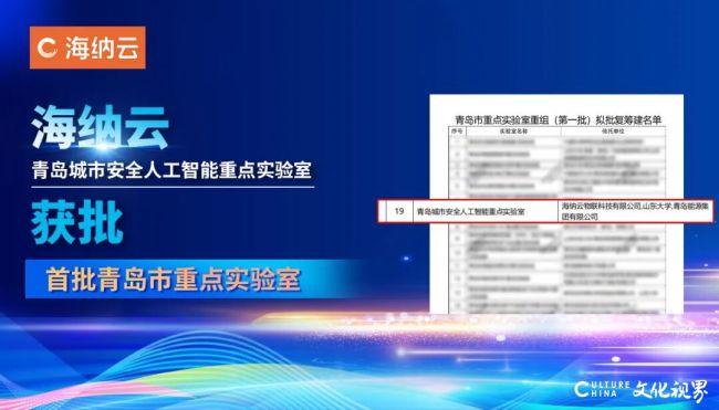 海纳云牵头共建!青岛城市安全人工智能重点实验室获批筹建