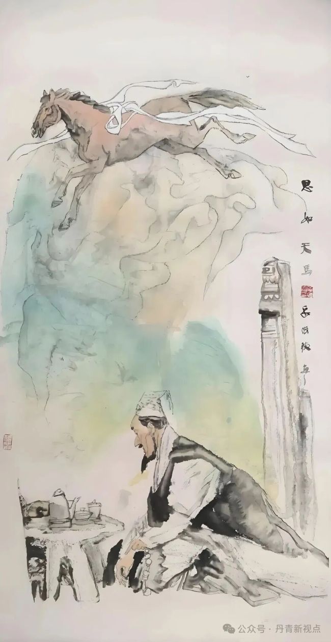 岳海波 | 笔飞墨舞贺新岁，天马行空入画来