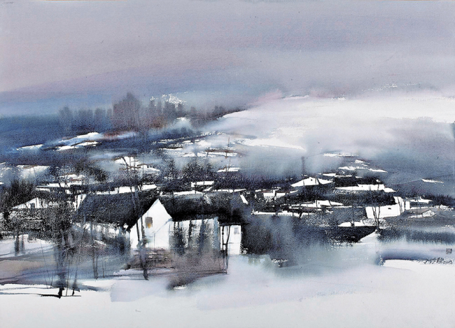 ●《徽州系列·桃源雪月》,80cm×110cm,2013年