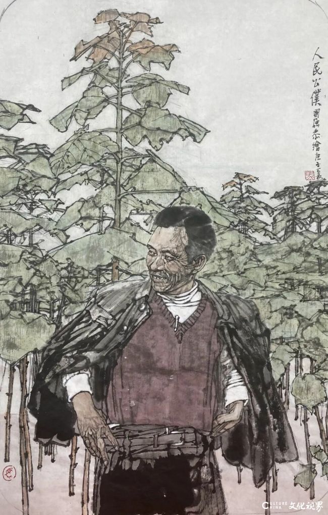 马国强·水墨人物画丨花藤与布衣相映,晕染出最鲜活的“人景共生”图景