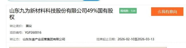 东阿东崟集团挂牌转让山东九为新材料 49% 股权，标的企业连续亏损