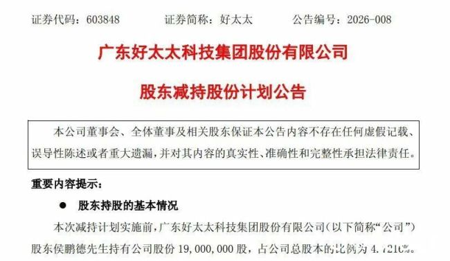 股东高管密集减持、主业盈利承压、终端口碑“塌房”……“晾衣架第一股”好太太业绩陷低迷期内外危机齐发