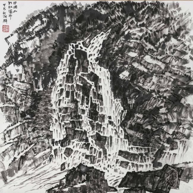 10,谢麟 井冈山彩虹瀑布 66×66㎝ 2024年.jpg