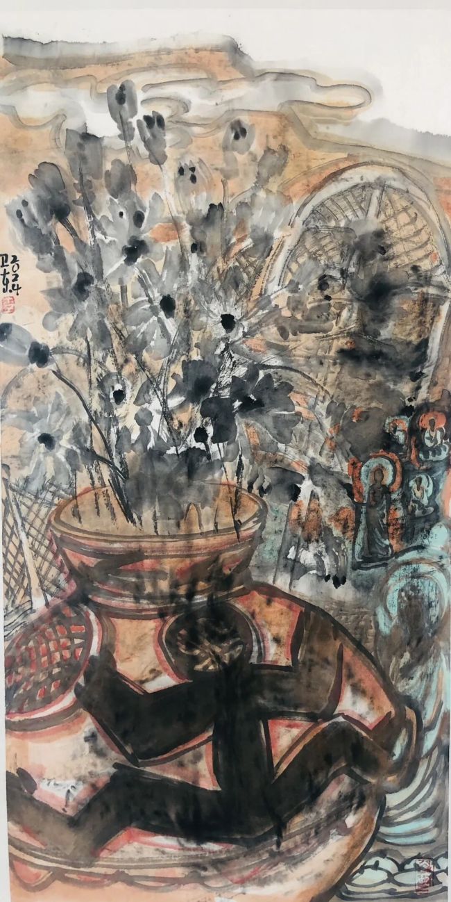 陶纹为骨，笔墨为魂——论李卫东彩陶文化系列作品中的陇原文脉重构
