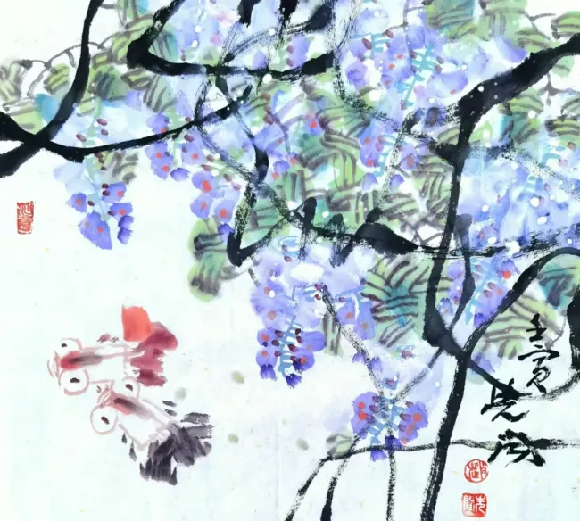 赵先闻·紫藤系列 | 彩墨凝紫气，氤氲开花鸟新境