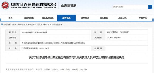五年瞒报关联借款!ST晨鸣及相关责任人遭监管警示,致同所审计违规一并受罚