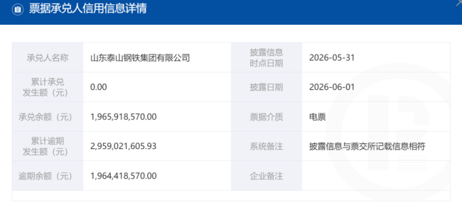 近20亿元票据发生逾期、被执行总金额高达4.59亿元……山东泰山钢铁集团有限公司陷多重经营困局