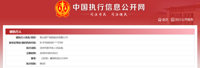 泰山保险总公司成被执行人，多家分支机构遭立案执行