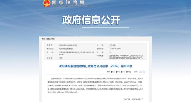 年内多次被执行！中建八局因违规施工被罚115.59万元