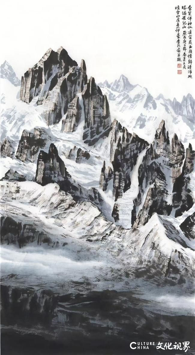 李兵·水墨高原雪山画 | 皴如铜铸铁打,雪似圣光天成