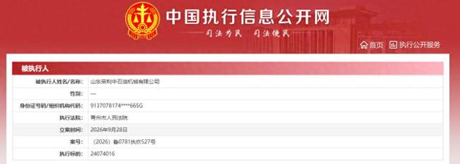 山东荣利中石油机械有限公司新增3起执行案件