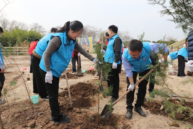 中建八局西北公司联合四所高校开展植树节志愿服务暨团建联建活动