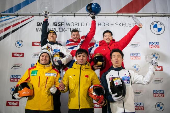 陈文浩获钢架雪车世界杯因斯布鲁克站铜牌