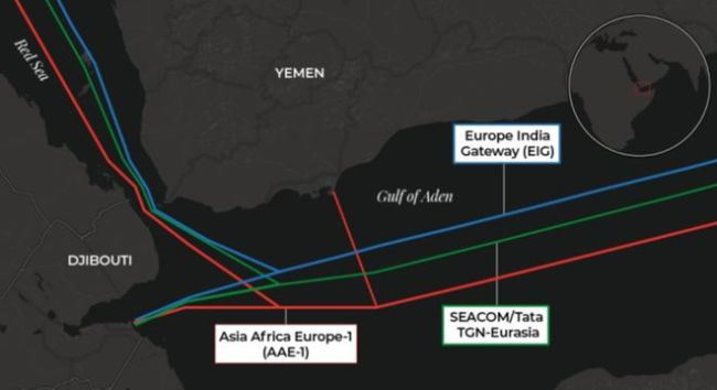 多条红海海底电缆被神秘切断 全球多地互联网通信受阻